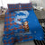 Scotland Christmas Bedding Set with Santa Playing Bagpipes and Blue Red Tartan Music Notes - Wonder Print Shop