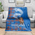 Scotland Christmas Blanket with Santa Playing Bagpipes and Blue Red Tartan Music Notes - Wonder Print Shop