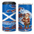 Scotland Christmas 4 in 1 Can Cooler Tumbler with Santa Playing Bagpipes and Blue Red Tartan Music Notes - Wonder Print Shop