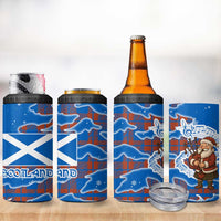 Scotland Christmas 4 in 1 Can Cooler Tumbler with Santa Playing Bagpipes and Blue Red Tartan Music Notes - Wonder Print Shop