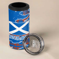 Scotland Christmas 4 in 1 Can Cooler Tumbler with Santa Playing Bagpipes and Blue Red Tartan Music Notes - Wonder Print Shop