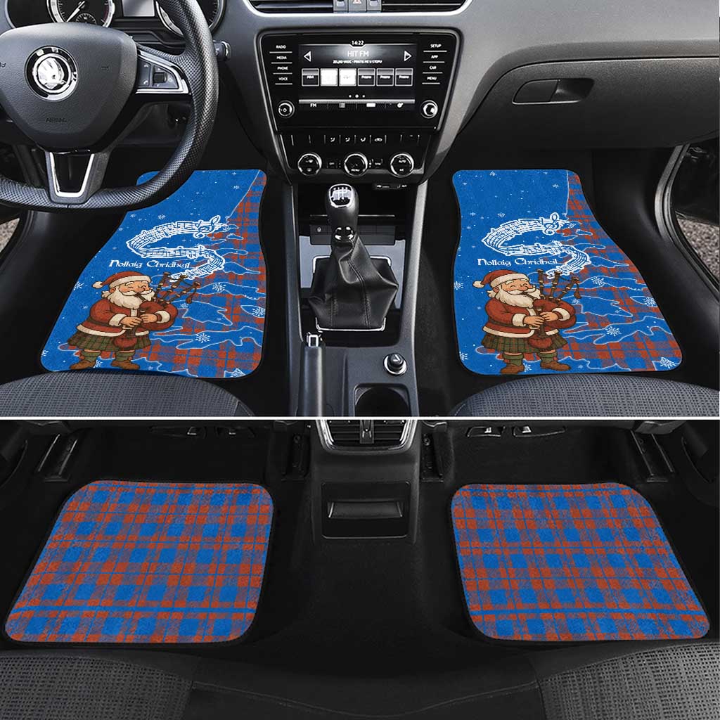Scotland Christmas Car Mats with Santa Playing Bagpipes and Blue Red Tartan Music Notes - Wonder Print Shop