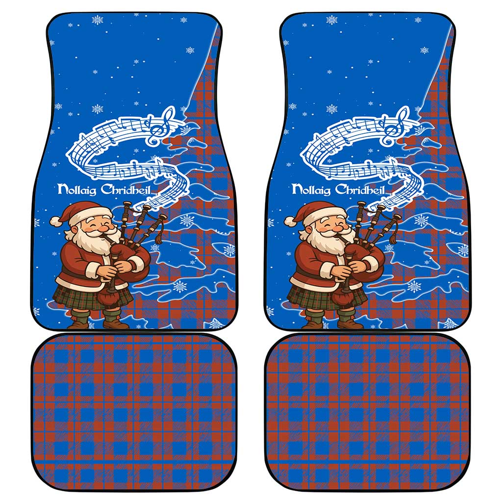 Scotland Christmas Car Mats with Santa Playing Bagpipes and Blue Red Tartan Music Notes - Wonder Print Shop