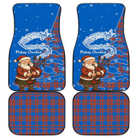 Scotland Christmas Car Mats with Santa Playing Bagpipes and Blue Red Tartan Music Notes - Wonder Print Shop