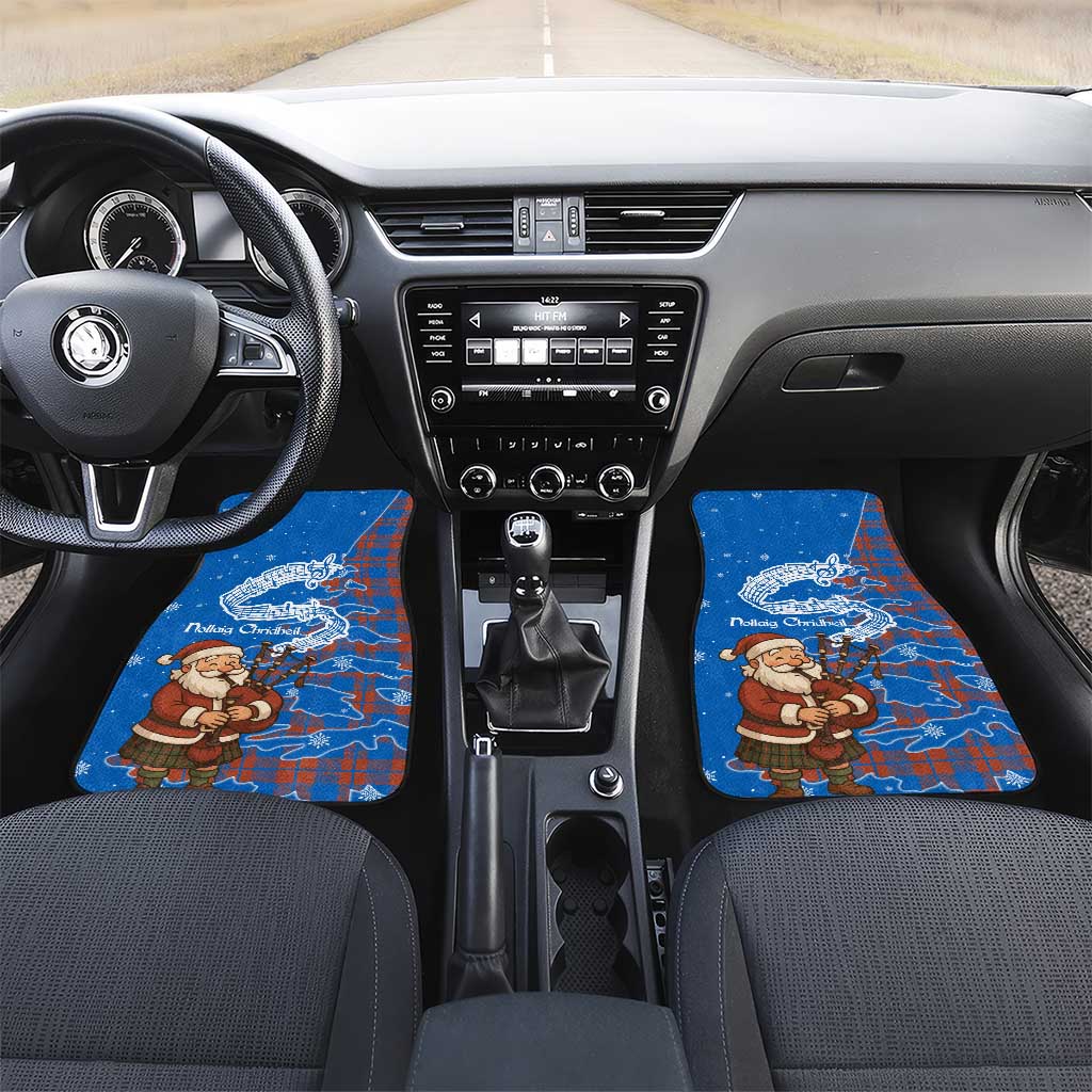 Scotland Christmas Car Mats with Santa Playing Bagpipes and Blue Red Tartan Music Notes - Wonder Print Shop