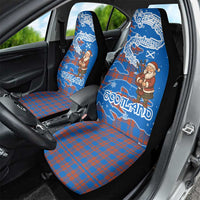Scotland Christmas Car Seat Cover with Santa Playing Bagpipes and Blue Red Tartan Music Notes - Wonder Print Shop
