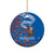 Scotland Christmas Ceramic Ornament with Santa Playing Bagpipes and Blue Red Tartan Music Notes - Wonder Print Shop