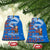 Scotland Christmas Ceramic Ornament with Santa Playing Bagpipes and Blue Red Tartan Music Notes - Wonder Print Shop