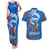 Scotland Christmas Couples Matching Tank Maxi Dress and Hawaiian Shirt with Santa Playing Bagpipes and Blue Red Tartan Music Notes - Wonder Print Shop