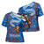 Scotland Christmas Cross Shoulder Shirt with Santa Playing Bagpipes and Blue Red Tartan Music Notes - Wonder Print Shop