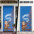 Scotland Christmas Door Cover with Santa Playing Bagpipes and Blue Red Tartan Music Notes - Wonder Print Shop