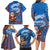 Scotland Christmas Family Matching Long Sleeve Bodycon Dress and Hawaiian Shirt with Santa Playing Bagpipes and Blue Red Tartan Music Notes - Wonder Print Shop