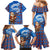 Scotland Christmas Family Matching Mermaid Dress and Hawaiian Shirt with Santa Playing Bagpipes and Blue Red Tartan Music Notes - Wonder Print Shop