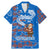 Scotland Christmas Family Matching Mermaid Dress and Hawaiian Shirt with Santa Playing Bagpipes and Blue Red Tartan Music Notes - Wonder Print Shop