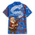 Scotland Christmas Family Matching Mermaid Dress and Hawaiian Shirt with Santa Playing Bagpipes and Blue Red Tartan Music Notes - Wonder Print Shop