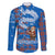 Scotland Christmas Family Matching Mermaid Dress and Hawaiian Shirt with Santa Playing Bagpipes and Blue Red Tartan Music Notes - Wonder Print Shop