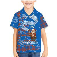 Scotland Christmas Family Matching Mermaid Dress and Hawaiian Shirt with Santa Playing Bagpipes and Blue Red Tartan Music Notes - Wonder Print Shop