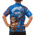 Scotland Christmas Family Matching Off The Shoulder Long Sleeve Dress and Hawaiian Shirt with Santa Playing Bagpipes and Blue Red Tartan Music Notes - Wonder Print Shop