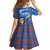 Scotland Christmas Family Matching Off Shoulder Maxi Dress and Hawaiian Shirt with Santa Playing Bagpipes and Blue Red Tartan Music Notes - Wonder Print Shop