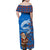 Scotland Christmas Family Matching Off Shoulder Maxi Dress and Hawaiian Shirt with Santa Playing Bagpipes and Blue Red Tartan Music Notes - Wonder Print Shop