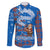 Scotland Christmas Family Matching Puletasi and Hawaiian Shirt with Santa Playing Bagpipes and Blue Red Tartan Music Notes - Wonder Print Shop