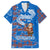 Scotland Christmas Family Matching Short Sleeve Bodycon Dress and Hawaiian Shirt with Santa Playing Bagpipes and Blue Red Tartan Music Notes - Wonder Print Shop