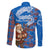 Scotland Christmas Family Matching Tank Maxi Dress and Hawaiian Shirt with Santa Playing Bagpipes and Blue Red Tartan Music Notes - Wonder Print Shop