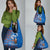 Scotland Christmas Grocery Bag with Santa Playing Bagpipes and Blue Red Tartan Music Notes - Wonder Print Shop