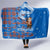 Scotland Christmas Hooded Blanket with Santa Playing Bagpipes and Blue Red Tartan Music Notes - Wonder Print Shop
