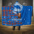 Scotland Christmas Hooded Blanket with Santa Playing Bagpipes and Blue Red Tartan Music Notes - Wonder Print Shop