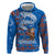 Scotland Christmas Hoodie with Santa Playing Bagpipes and Blue Red Tartan Music Notes - Wonder Print Shop