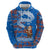 Scotland Christmas Hoodie with Santa Playing Bagpipes and Blue Red Tartan Music Notes - Wonder Print Shop