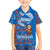 Scotland Christmas Kid Hawaiian Shirt with Santa Playing Bagpipes and Blue Red Tartan Music Notes - Wonder Print Shop