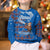 Scotland Christmas Kid Ugly Christmas Sweater with Santa Playing Bagpipes and Blue Red Tartan Music Notes - Wonder Print Shop