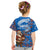Scotland Christmas Kid T Shirt with Santa Playing Bagpipes and Blue Red Tartan Music Notes - Wonder Print Shop