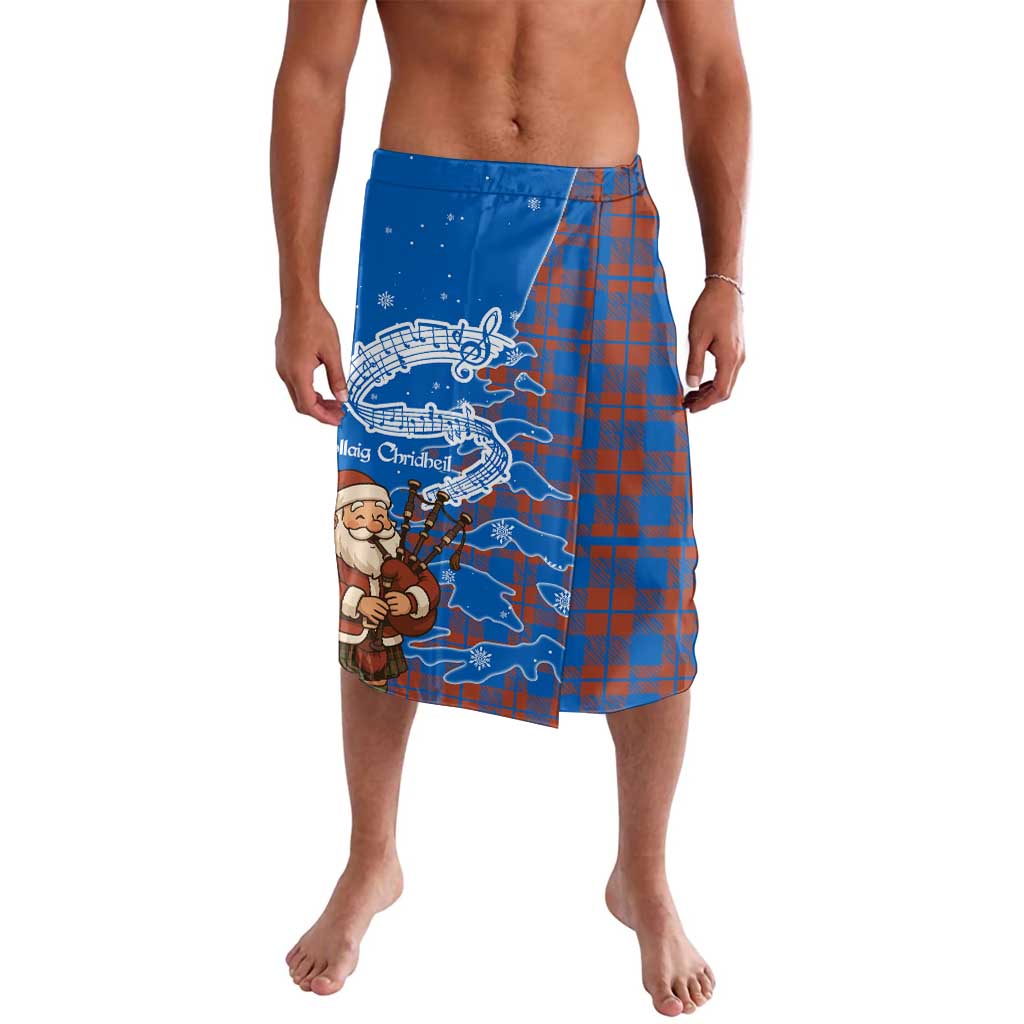 Scotland Christmas Lavalava with Santa Playing Bagpipes and Blue Red Tartan Music Notes - Wonder Print Shop