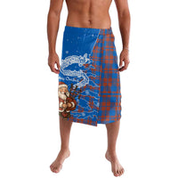 Scotland Christmas Lavalava with Santa Playing Bagpipes and Blue Red Tartan Music Notes - Wonder Print Shop