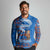 Scotland Christmas Long Sleeve Polo Shirt with Santa Playing Bagpipes and Blue Red Tartan Music Notes - Wonder Print Shop