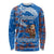 Scotland Christmas Long Sleeve Shirt with Santa Playing Bagpipes and Blue Red Tartan Music Notes - Wonder Print Shop