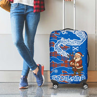 Scotland Christmas Luggage Cover with Santa Playing Bagpipes and Blue Red Tartan Music Notes - Wonder Print Shop