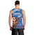 Scotland Christmas Men Tank Top with Santa Playing Bagpipes and Blue Red Tartan Music Notes - Wonder Print Shop