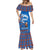 Scotland Christmas Mermaid Dress with Santa Playing Bagpipes and Blue Red Tartan Music Notes - Wonder Print Shop