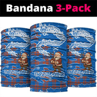 Scotland Christmas Neck Gaiter with Santa Playing Bagpipes and Blue Red Tartan Music Notes - Wonder Print Shop