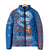 Scotland Christmas Padded Jacket with Santa Playing Bagpipes and Blue Red Tartan Music Notes - Wonder Print Shop