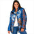 Scotland Christmas Padded Jacket with Santa Playing Bagpipes and Blue Red Tartan Music Notes - Wonder Print Shop