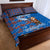 Scotland Christmas Quilt Bed Set with Santa Playing Bagpipes and Blue Red Tartan Music Notes - Wonder Print Shop
