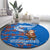 Scotland Christmas Round Carpet with Santa Playing Bagpipes and Blue Red Tartan Music Notes - Wonder Print Shop