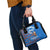 Scotland Christmas Shoulder Handbag with Santa Playing Bagpipes and Blue Red Tartan Music Notes - Wonder Print Shop