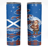 Scotland Christmas Skinny Tumbler with Santa Playing Bagpipes and Blue Red Tartan Music Notes - Wonder Print Shop