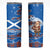 Scotland Christmas Skinny Tumbler with Santa Playing Bagpipes and Blue Red Tartan Music Notes - Wonder Print Shop
